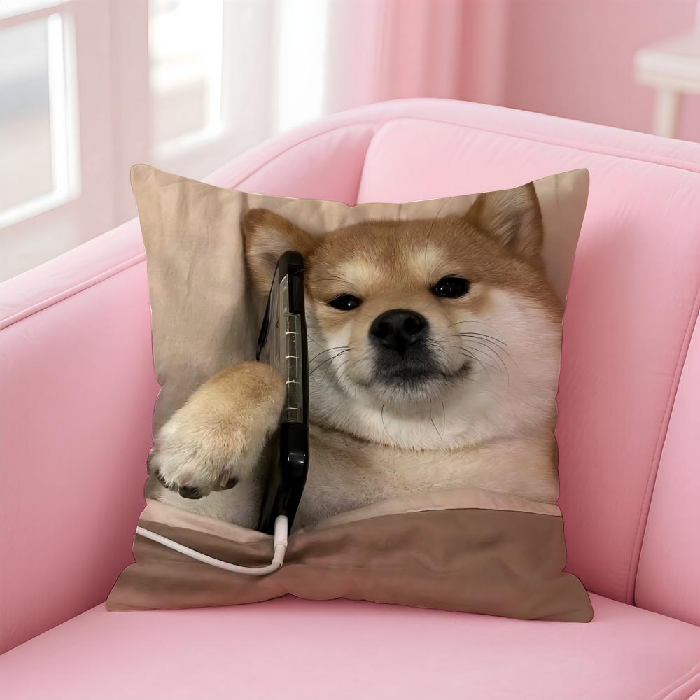 Adorable Japanese Animal Dog Art Cute Shiba Inu Cushion Cover Pillow Case Soft Skin Friendly Fabric Concealed Zipper