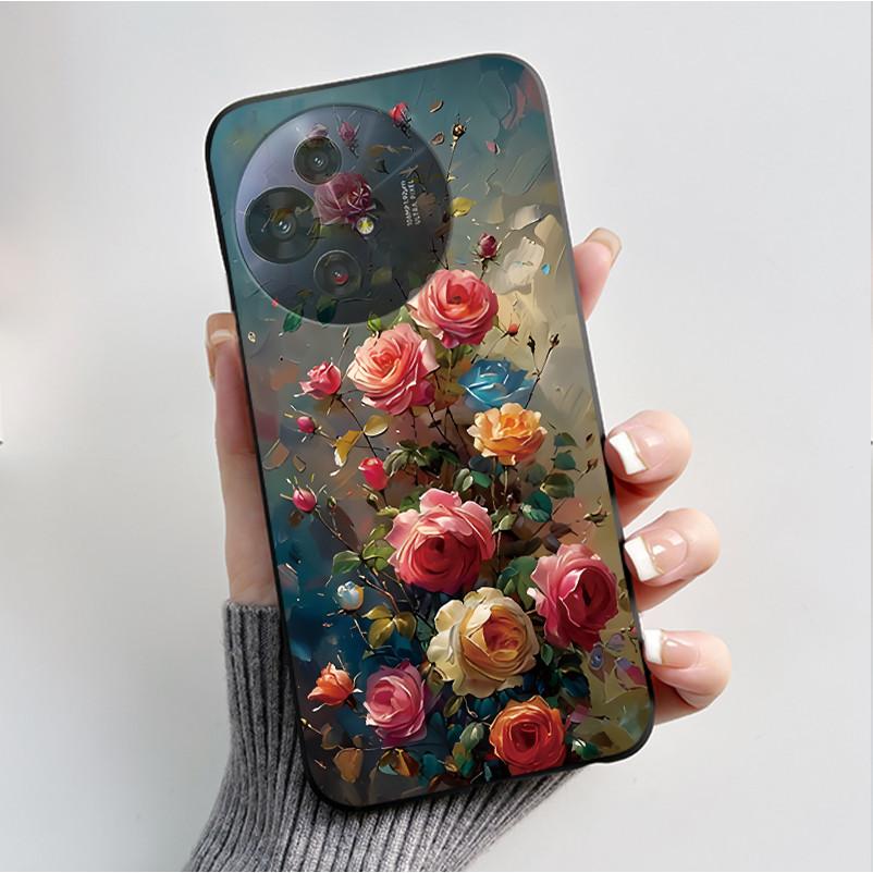 Чехол для телефона TCL 50 Pro NxtPaper 5G, Роскошный модный, с бабочкой и цветком, Черный, Мягкий ТПУ, Силиконовый, Ударопрочный, Корпус