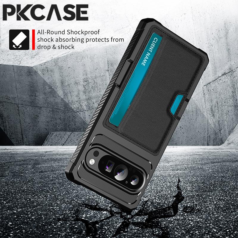 PKCASE Card Slot Wallet Leather Phone Case For Google Pixel 10 9 Pro XL 8 7 Pro Shockproof Back Cover For Google Pixel 9A 8A 7A