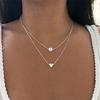 Simple Fashion Imitation Pearl Love Heart Double Layer Clavicle Chain Necklace Accessories Jewelry
