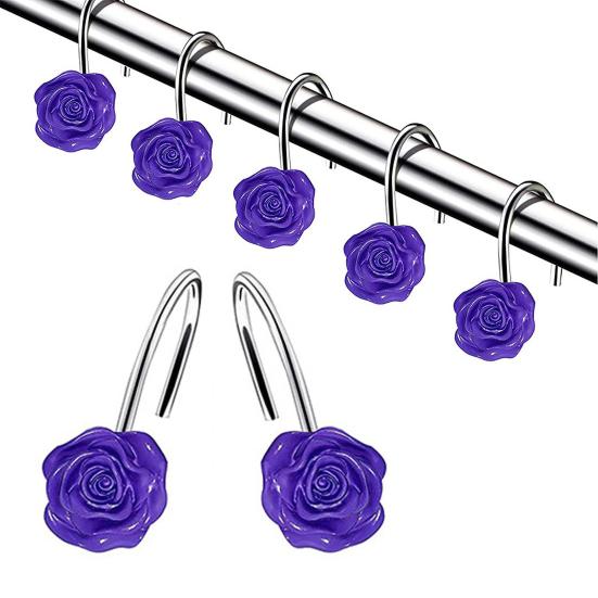 12 шт. металлических декоративных крючков для занавесок для душа с рисунком розы, нержавеющая занавеска для душа в ванной