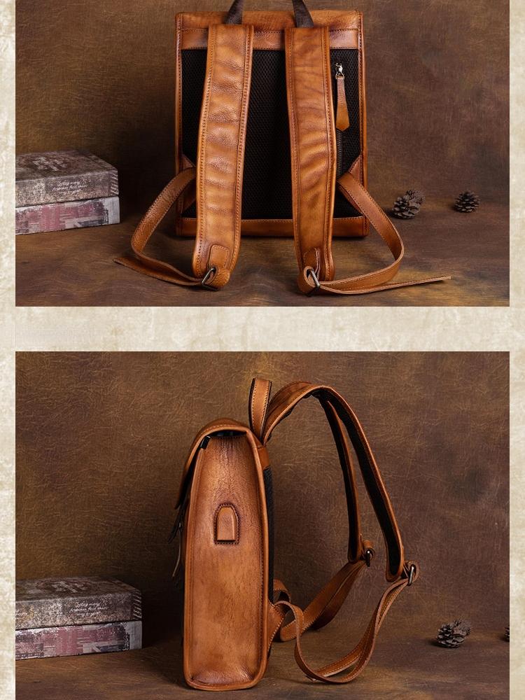 Johnature Vintage Genuine Leather Backpack Women Bag Leisure Large Capacity Real Cowhide Travel Bag Creative Backpacks