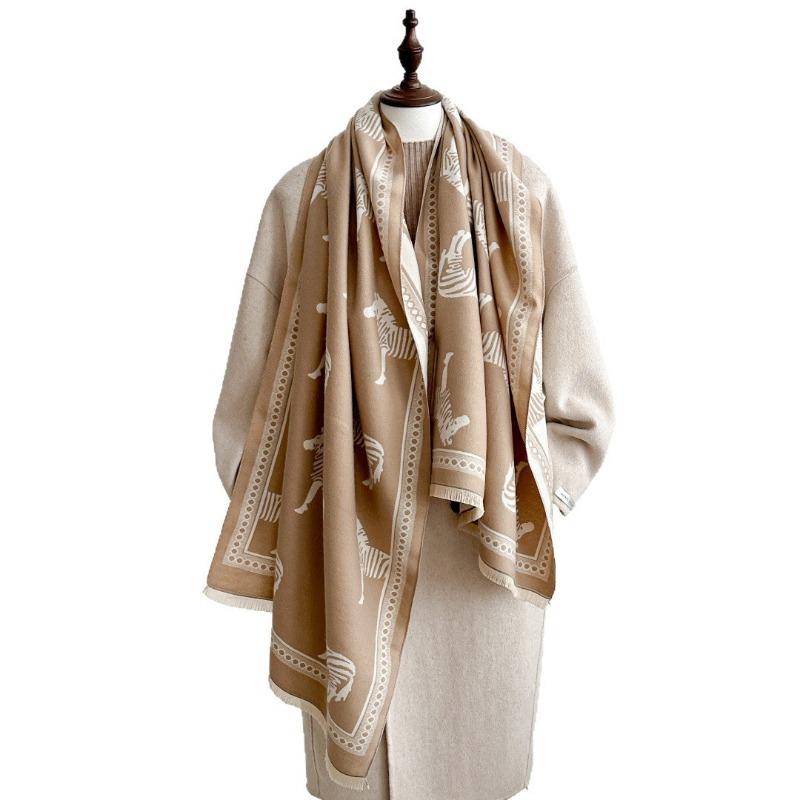 New Zebra Scarf Women's Autumn and Winter High-end Office Shawl Dual-purpose Versatile Thickened Warm Scarf