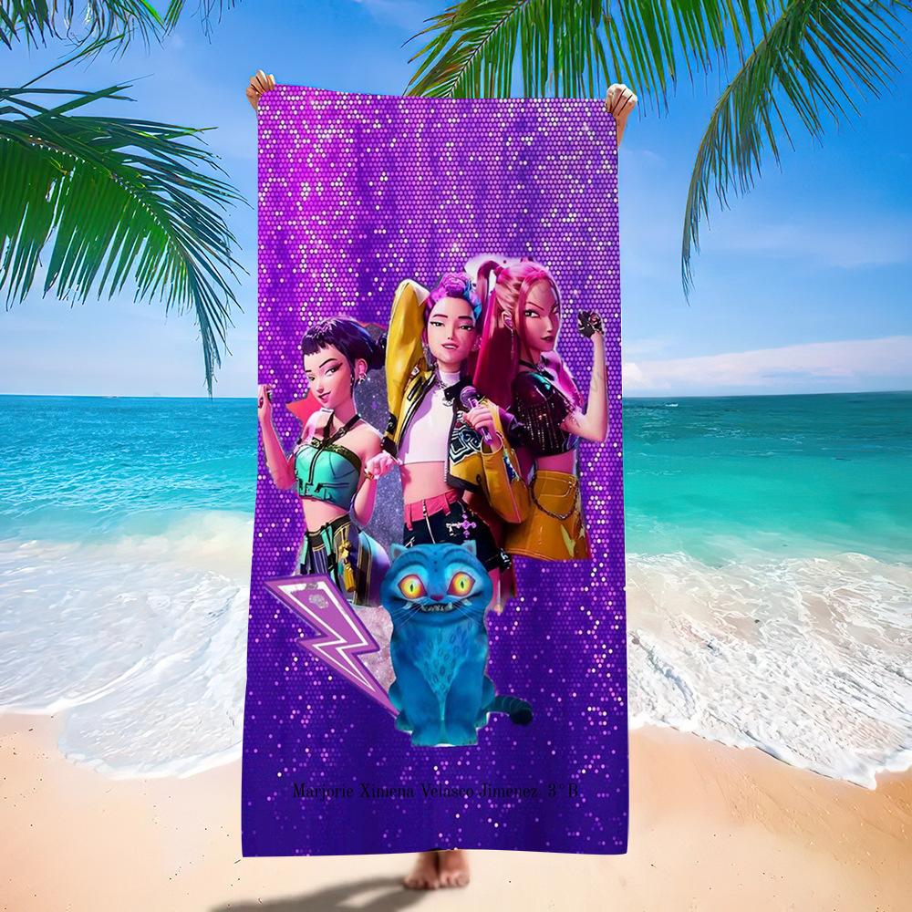 Trend Character Digital Print Double Sided Flannel Microfiber Beach Towel Quick Dry Absorbent Bath Towel