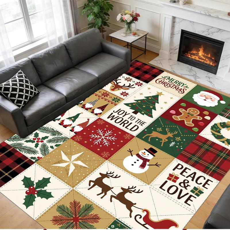 Christmas Printed Square Area Rug Soft Non Slip Floor Carpet For Bedroom Holiday Gift