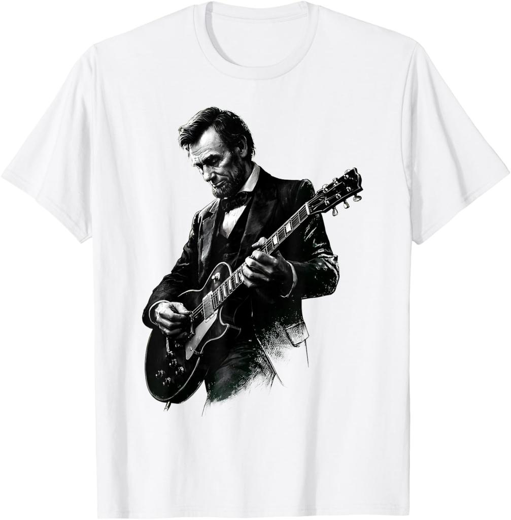 Abraham Lincoln Abe Lincoln Playing Guitar Retro Vintage Unisex T-Shirt 11