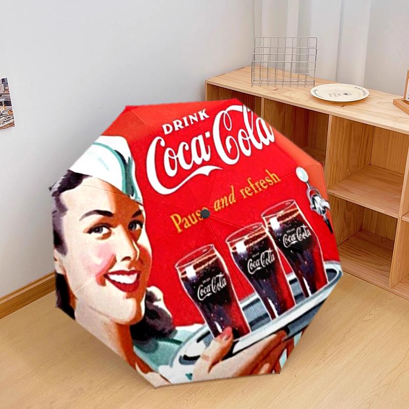 1 шт. Автоматический зонт Coca-cola Рождественская доставка - Подходит для путешествий, улицы, портативный зонт, Подарок на день рождения, Ежедневные принадлежности