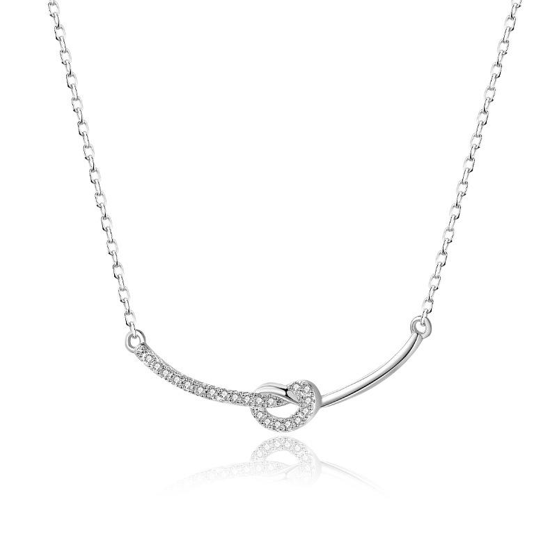 Ожерелье с завязанной улыбкой, женская ключичная цепочка, японский и корейский стиль Ins, сверкающий бриллиант, универсальное для невысоких людей