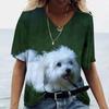 Женская футболка с изображением животных, футболка с 3d принтом милой собаки, женские модные футболки, топы с v-образным вырезом и короткими рукавами, футболки, футболка с милым домашним животным, топ Kawaii