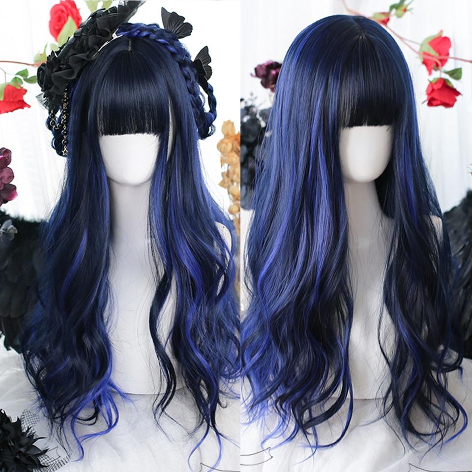 Длинный вьющийся синтетический парик с челкой по центру, темно-коричневый парик из натуральных вьющихся волос, женский парик для косплея, парик из термостойкого волокна