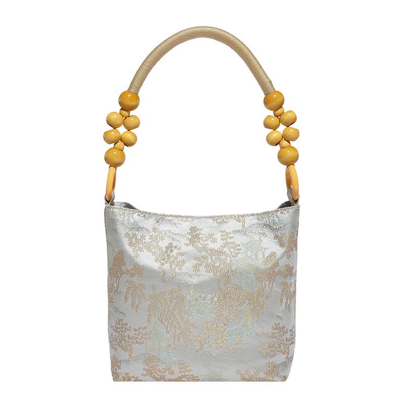 Осень 2025 Вышитая женская сумка-тоут под мышкой: Универсальный повседневный стиль ведра на плечо