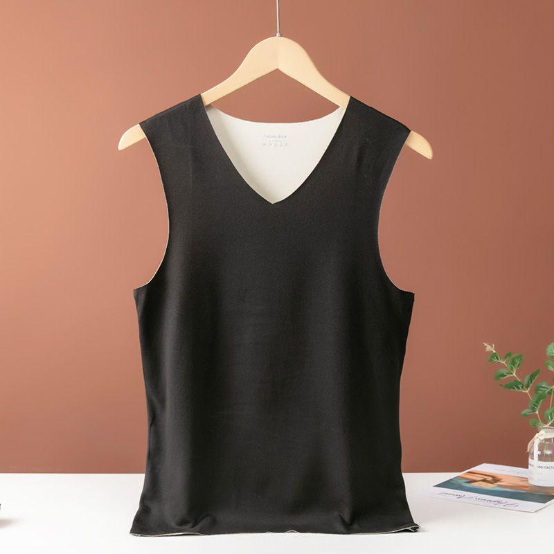 Мужской бесшовный двухсторонний бархатный теплый жилет с начесом снизу.