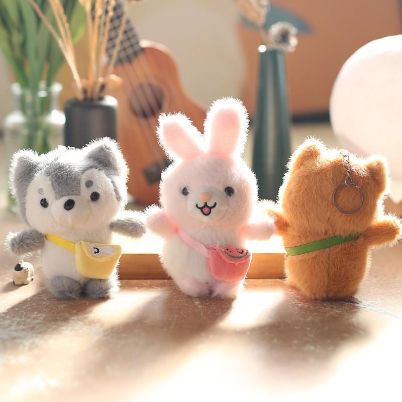 Soft Crystal Plush Dog Keychain Cute Bunny Plush Toy With Pp Cotton Filling