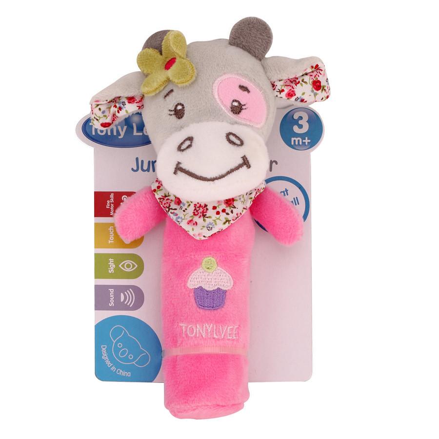 Baby Soft Plush Rattle Toy With Dog Hedgehog Rhinoceros Design For Newborns And Toddlers