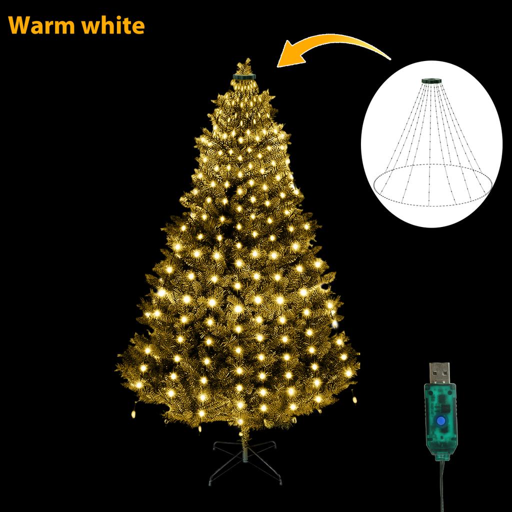 Рождественская светодиодная круглая гирлянда-верхушка для елки, низковольтная, пятиконечная звезда, семицветная, подвесная, декоративная гирлянда для елки