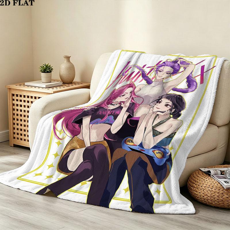1PC Kpop Demon Hunters Patterned Flannel Blanket Suitable For All Seasons For Home Decor Warmth And Comfort Gifts Holiday Present
