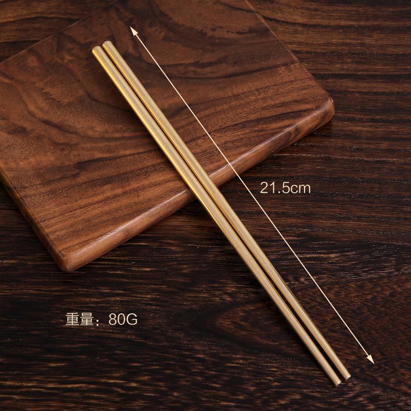 Premium Pure Brass Chopsticks Traditional Chinese Copper Chopsticks Anti-Slip Reusable Metal Tableware For Home Dining Gift