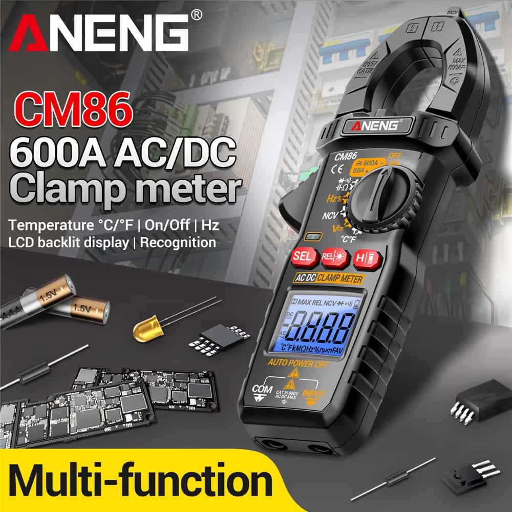 Портативный цифровой токоизмеритель-мультиметр ANENG CM86 600A AC/DC, измерение тока, напряжения, диода, бесконтактное определение напряжения (NCV), профессиональные инструменты для электрика