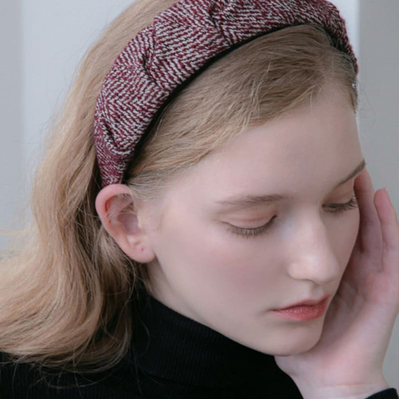 Жан Поль Кларисс Шерстяная Повязка на Голову в Елочку JP-22-210HB