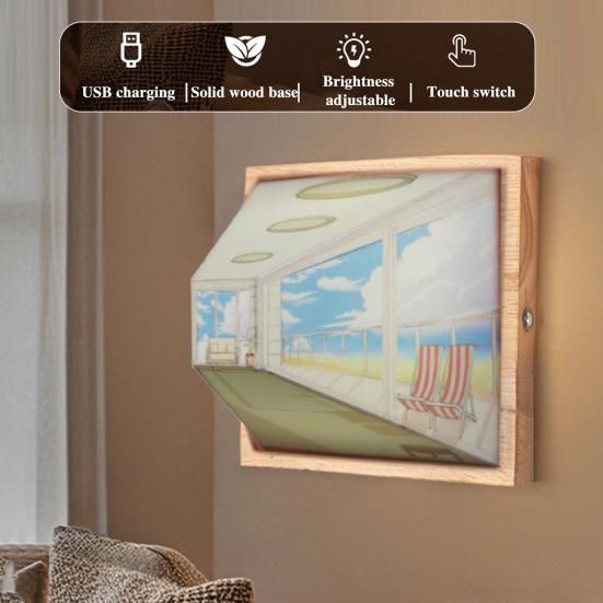 Naked Eye 3D Vision Night Light LED Illusion Atmosphere Light Классическое искусство