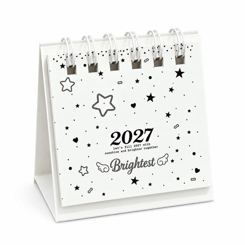 Star Pattern Mini Desktop Calendar Portable Tabletop Calendar 2027 Desk Calendar Desktop Display