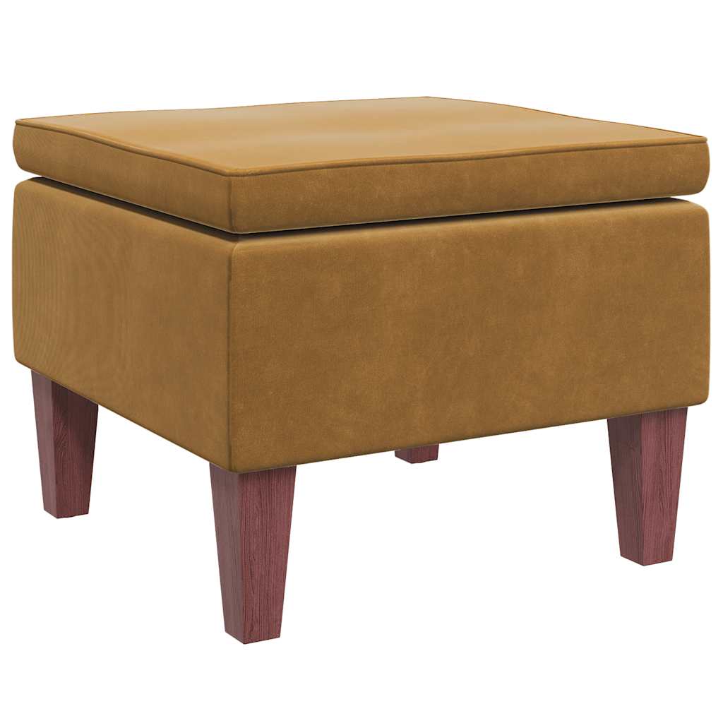 Footstool with Wooden Legs Brown Velvet