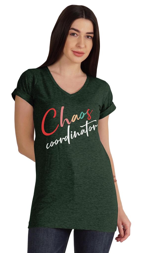 Inkmeso V-образный вырез Chaos Coordination футболка Топы для мамы Графический принт Женщины