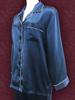 Long Indigo [Yumekairou] Women's Pajamas, 100% Silk, Satin, Sleeve, Simple, Bicolor, Plain, Piping, M-XL (L, Indigo)