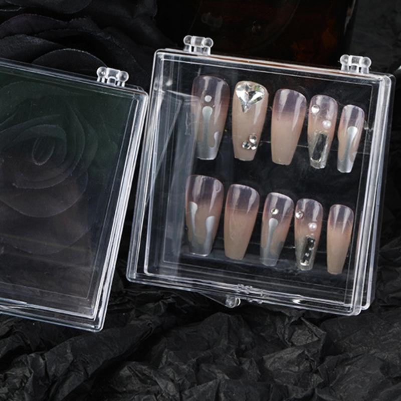 Press On Nail Storage for Case 3 x 2.76 Inch Empty False-Nail Organizers Box Waterproof Dust-proof Small Clear Jelwery f