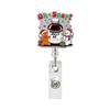 Retractable Id Badge Reel Convenient Christmas Badge Holder Glitter Acrylic Badge Clip Personalized For Doctors Teachers Schools