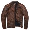 2024 Vintage Camel Yellow Genuine Leather Jacket Real Natural Cowhide Men Motorcycle Biker Coat Mens Slim Calf Skin Coat