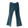 Women Pants Elastic High Waist Solid Color Flared Pants with Pockets Corduroy Leisure Work Travel Party Trousers