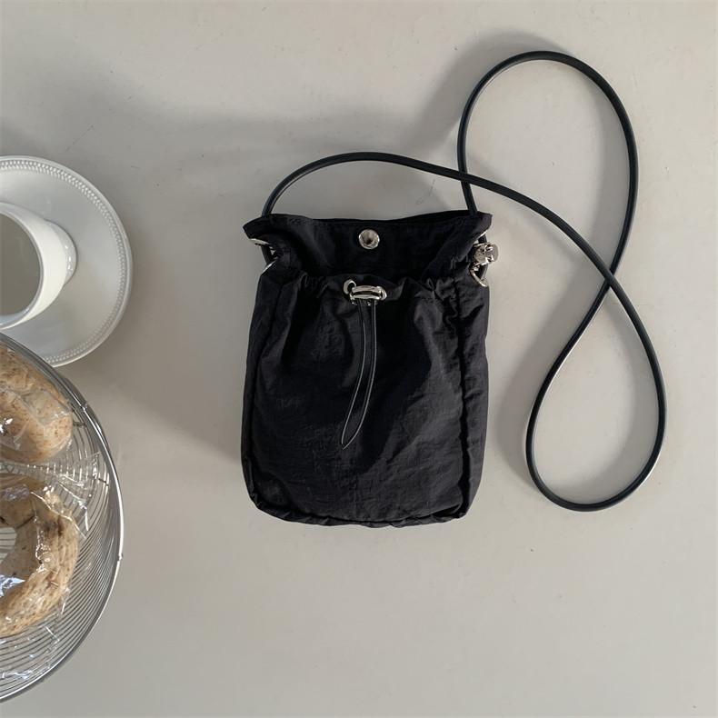 Ielgy Art Drawstring Design Canvas Mobile Phone Bag Light Casual Mini Shoulder Messenger Bag