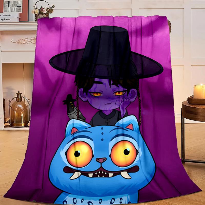 1PC Colorful Kpop cartoon Flannel Blanket Gift, Suitable for Both Men And Women, Soft Ideal for Beds And Sofa, Birthday Or Christmas Gift