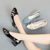 Fashion With Low Heels Blue Pointed Toe Sandals for Women Ladies Shoes Footwear Office Work Summer 2024 Luxury Shoe Comfort