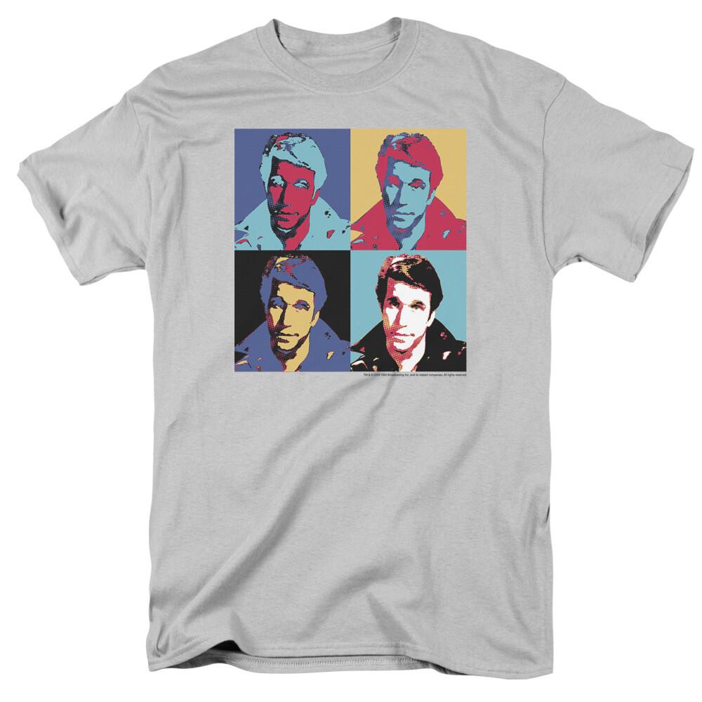 Happy Days Fonz Pop T Shirt Mens Fonzie Licensed Classic TV Show Silver