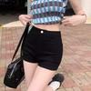 Women's Black High-Waist Denim Shorts: 2023 Korean Style, Slim Fit, Hip-Hugging, Super Short Summer Hot Pants