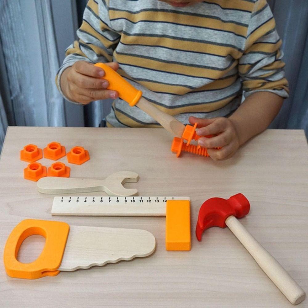 Wooden Handle Wooden Simulation Hammer Plastic Children Hammer Toy Mini Hammer  Kid
