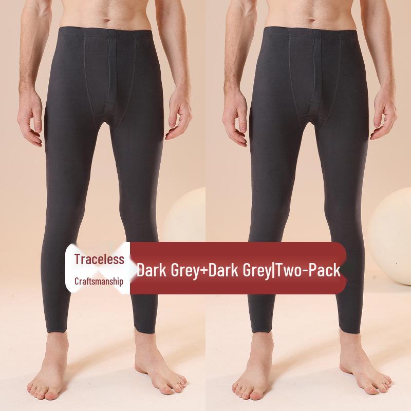 Мужские бесшовные термолеггинсы с высокой талией - Теплые осенние брюки из хлопка и шерсти