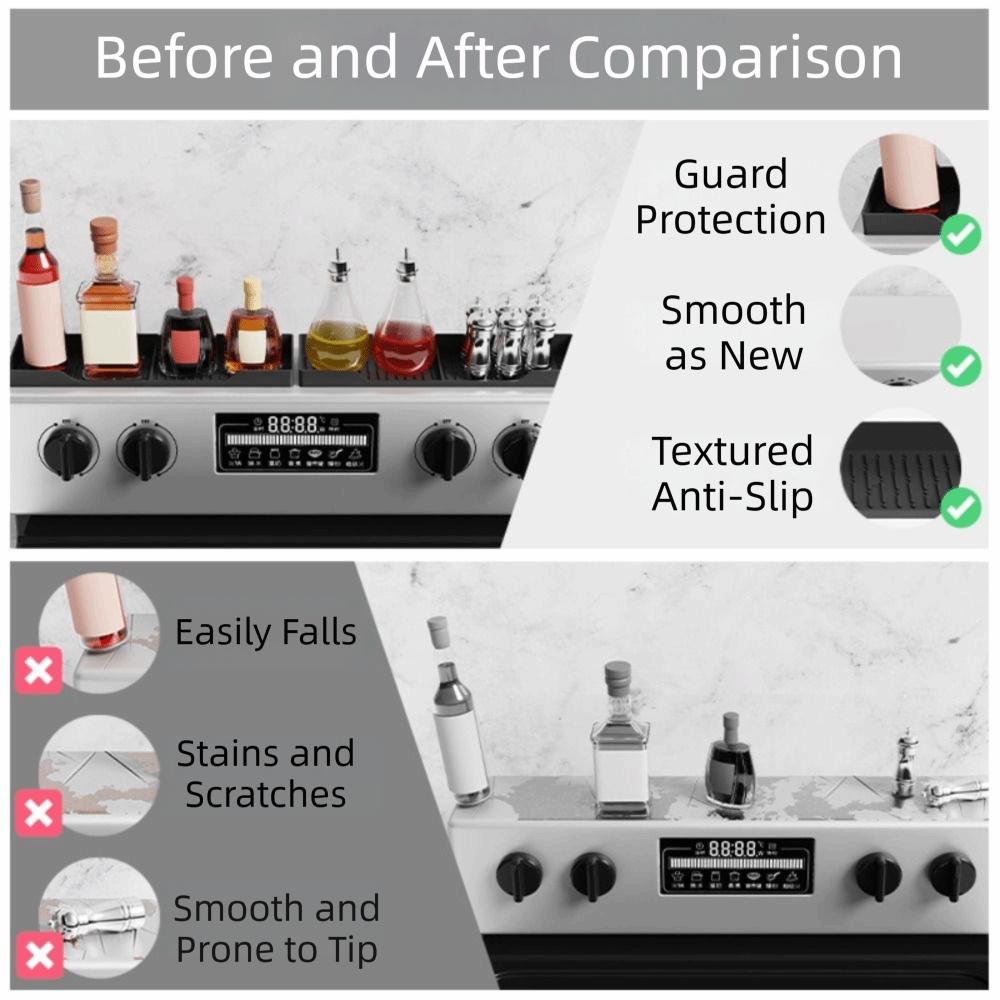Non Slip Grip Silicone Stove Mats Heat Protection Spice Rack Magnetic Shelf Over The Stove