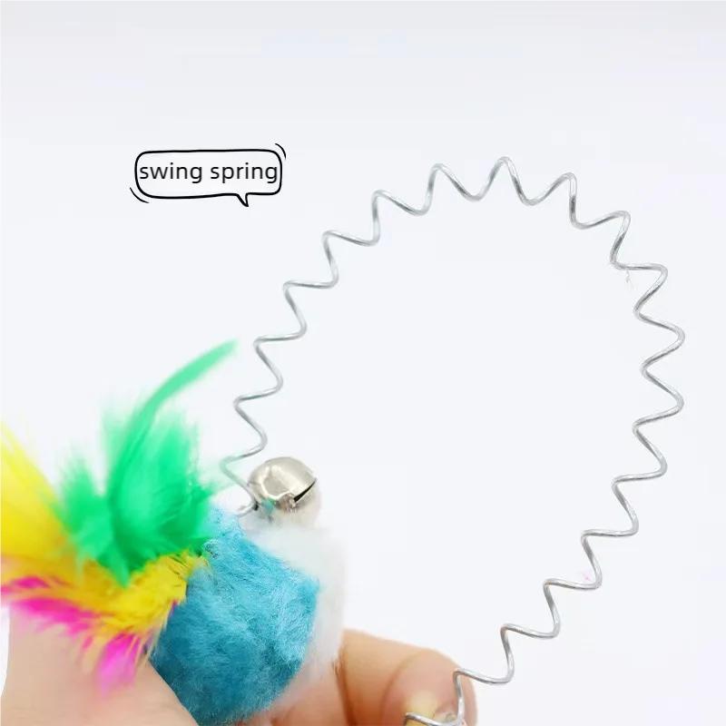 Interactive Swinging Cat Toy With Suction Cup Spring Feather Mouse Bell For Kittens Adult Cats Fun Pet Play Toy Reduce Boredom