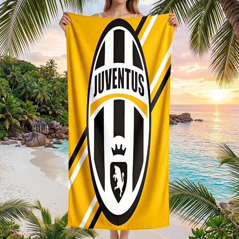 Пляжное полотенце Juventus FC Мягкое из микрофибры Летнее полотенце Быстросохнущее Впитывающее полотенце для пляжа Бассейна Путешествий