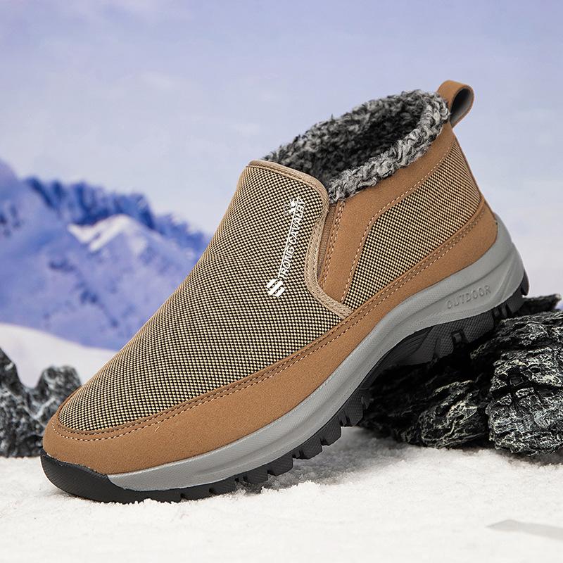 Зимние мужские ботинки на платформе, нескользящие, водонепроницаемые, короткие ботинки для мужчин, теплые, с толстым мехом, рабочие ботинки, мужские ботильоны