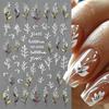 5D Pink Blue Floral Nail Art Stickers Petals Leaf Plant Embossed Nail Decals Spring Flower Design for DIY Nail Supplies