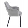 Gray velvet chair with Scandinavian quilting and black legs for the living room