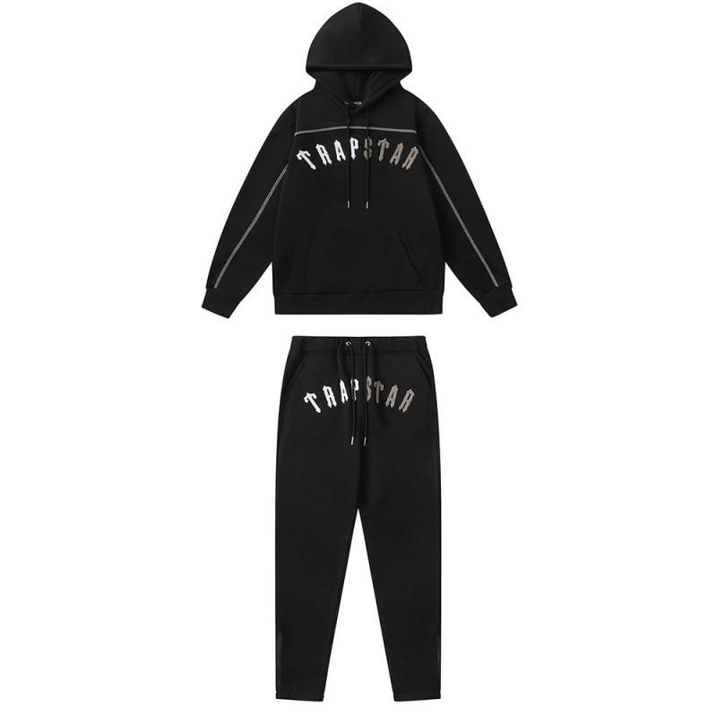 Unisex Oversized Hooded Sweatshirt With Contrast Letter Towel Embroidery Topstitch Detail Fleece-Lined Casual Set