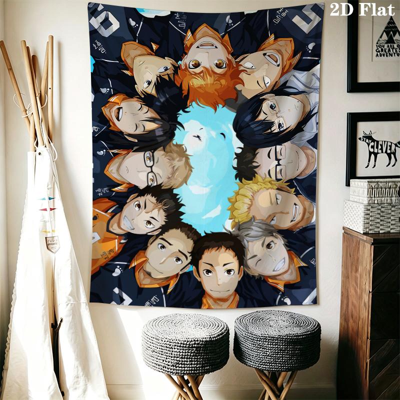 Haikyu!! anime Wall Tapestry Aesthetic Wall Hanging Printed Fabric Blanket Decorative Tapestries for Bedroom Living Room Home Decor