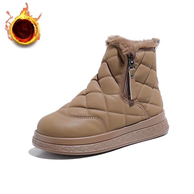 Женские зимние ботинки на толстой платформе, зимние теплые ботинки с подкладкой из искусственного меха и молнией, повседневные удобные нескользящие короткие ботинки, обувь для женщин