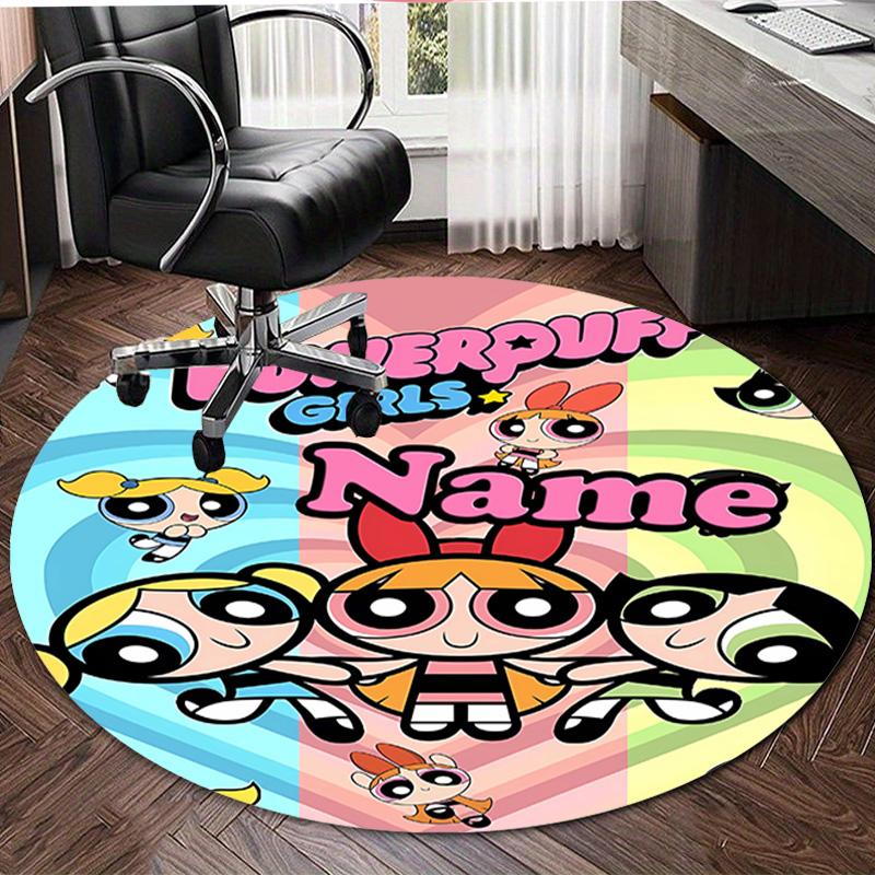 Personalized The Powerpuff Girls Round Chair Office Rug - Perfect for Mat, Office Chair & More - Ideal Gift for Birthdays and Holidays