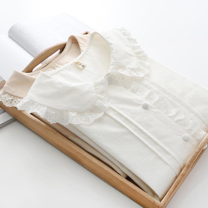 2024 Spring/Autumn Women's White Long-Sleeved Shirt with Korean-Style Artistic Doll Collar and Ruffle Accordion Pleats.